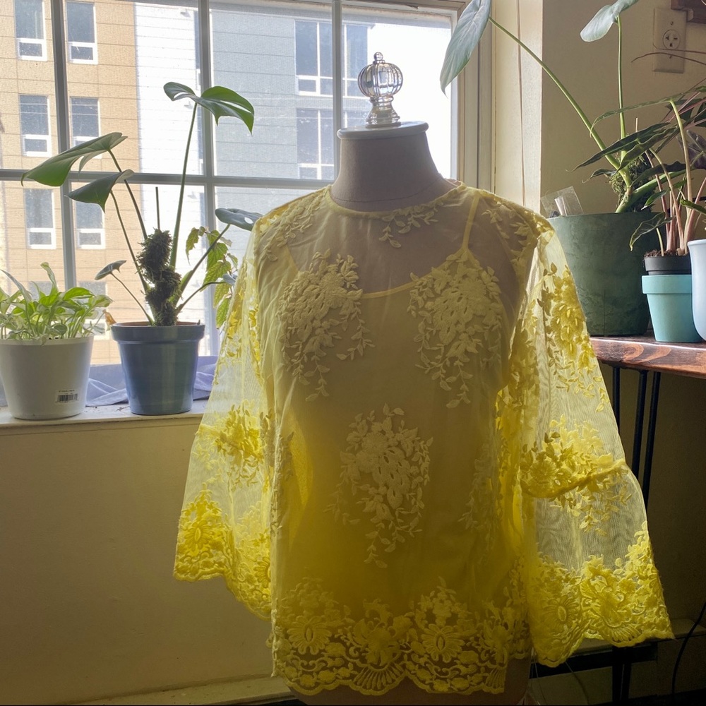 Nanette Lepore Bell Sleeve Lace Scoop Neck…